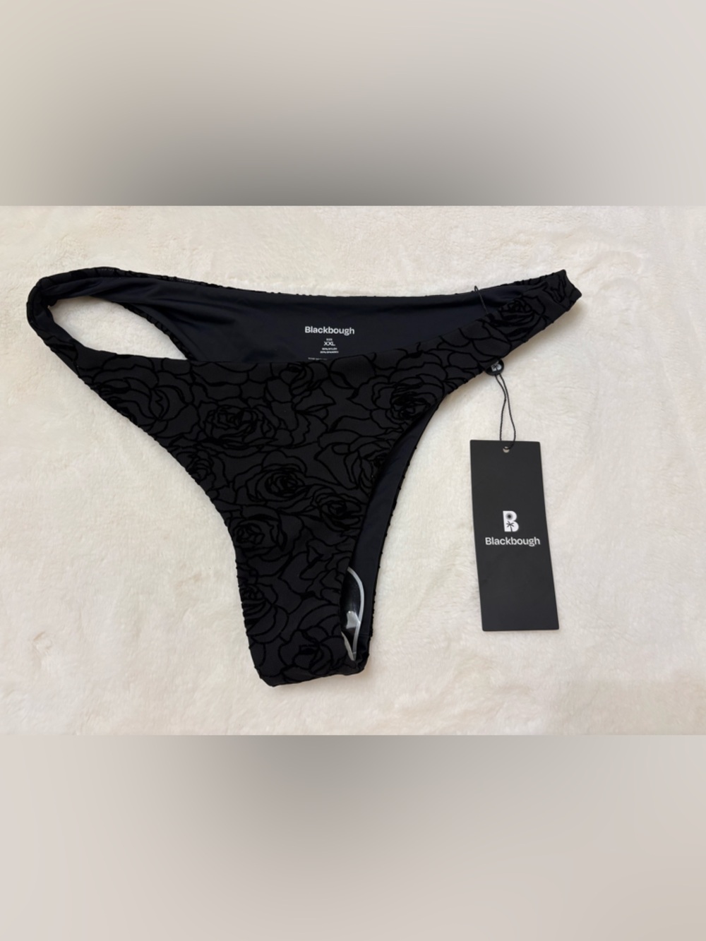 Blackbough Swim Black Rose Jacquard Bikini Bottom XXL NWT Textured Floral Swim